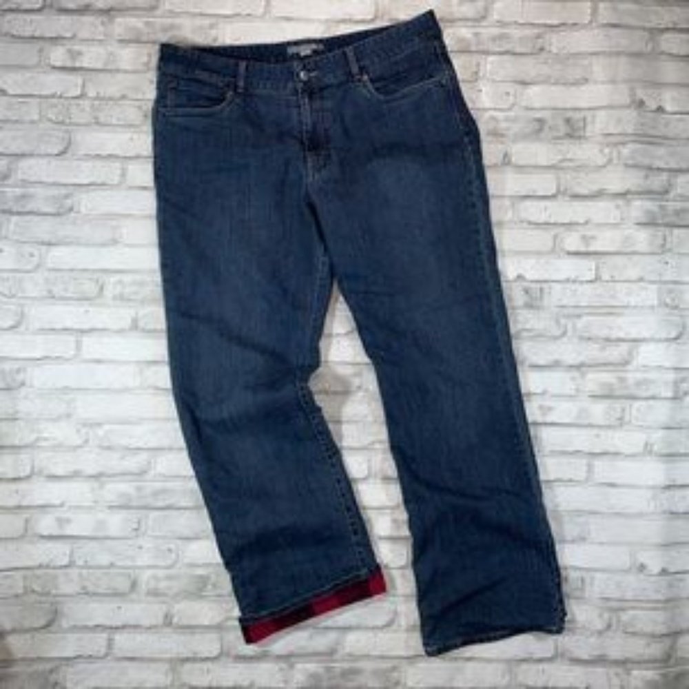 Gander Mountain Guide Series Womens Buffalo Plaid Fleece Lined Jeans Straight 14